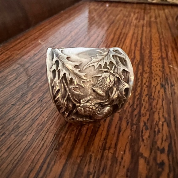 Thistle Sterling  flatware bracelet amber charm & Ring Outlander - Picture 4 of 5